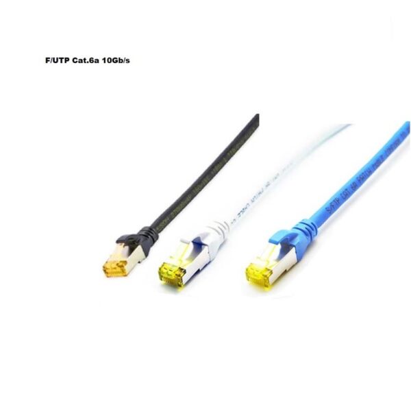 Câble F/UTP Cat. 6a 10gb/s Blanc-Bleu-Noir 0,5M - 5M