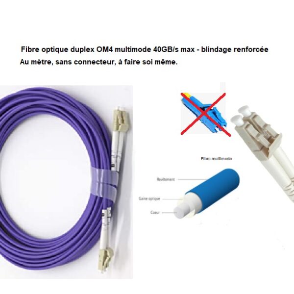 Fibre optique mauve multimode débit 40-100Gb/s OM4 duplex