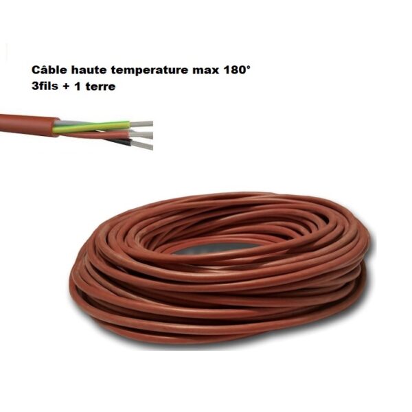 Câble haute température silicone flexible 25métre SIHF 4fils max 180°