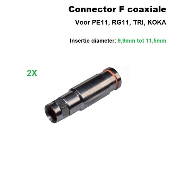 2x Connector F coaxiale PE11 RG11 type compressie