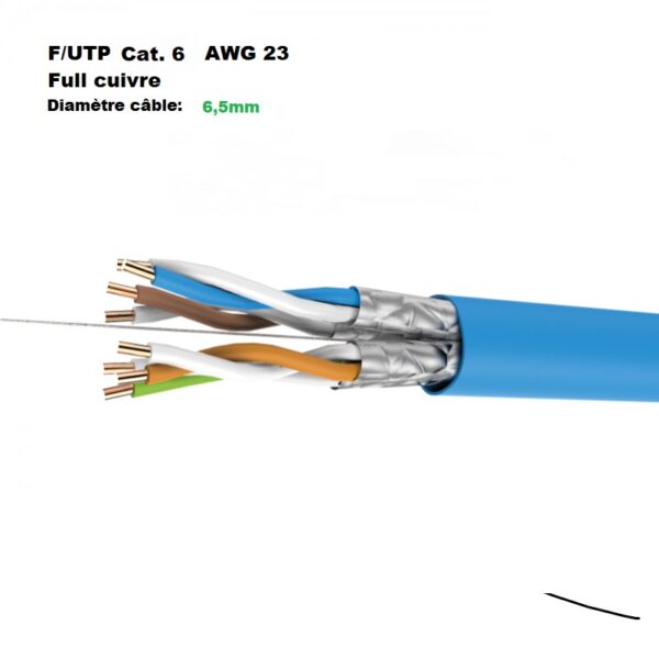 Câble U/FTP premuim Cat. 6 LSOH AWG23 full cuivre blindé (DRAKA)
