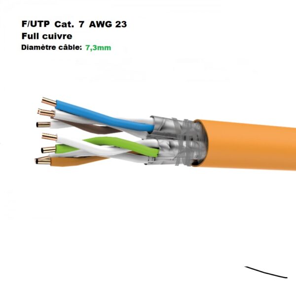 100M Câble S/FTP premuim Cat. 7 LSOH AWG23 full cuivre blindé (DRAKA)
