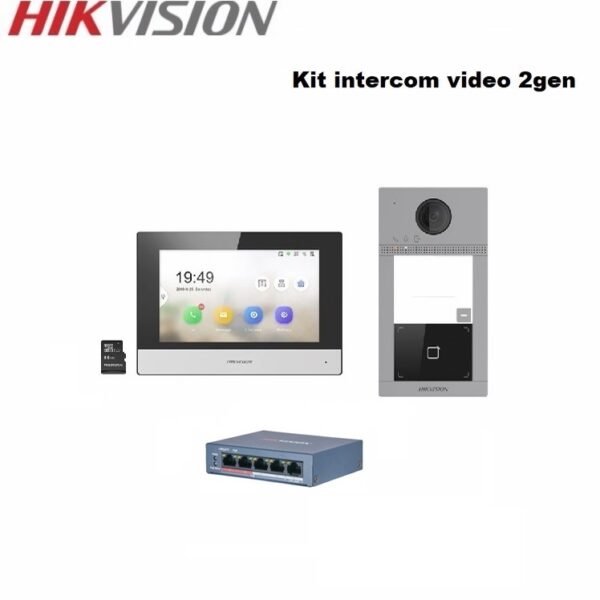 Hikvision DS-KIS604-S Kit complet interphone video 1 bouton d'appel - DS-KV8113-WME1