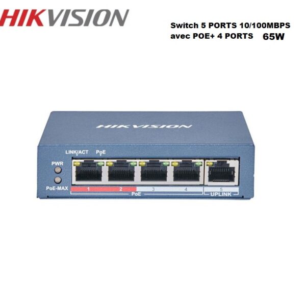 HIKVISION DS-3E0105P-E Switch video serie pro - PoE 60W - 10/100Mbps