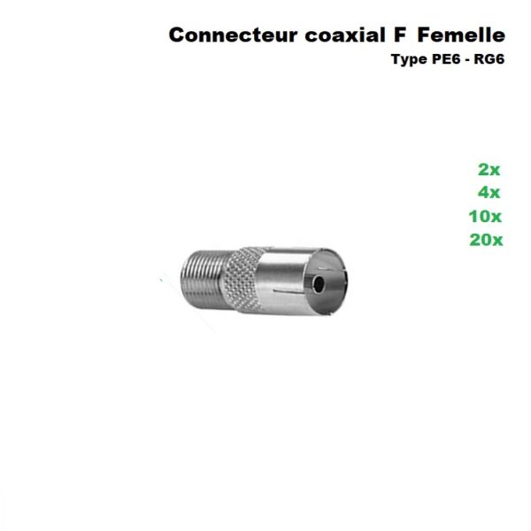Connecteur F coaxial fiche femelle PE6 RG6