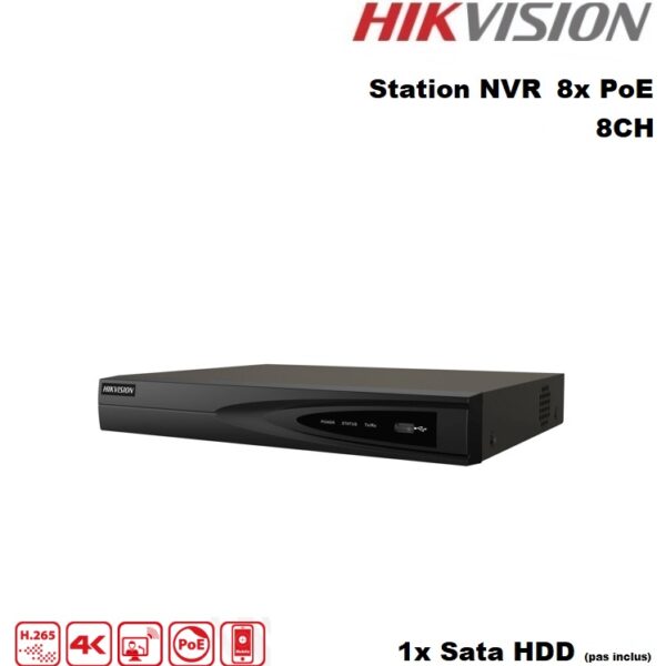 Hikvision NVR Station Pro 8-ch PoE - 1xSata HDD - DS-7608NI-K1/8P