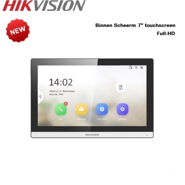 HIKVISION  DS-KH6350-WTE1 Intercom binnen scheerm 7″ Full-HD PoE WiFi
