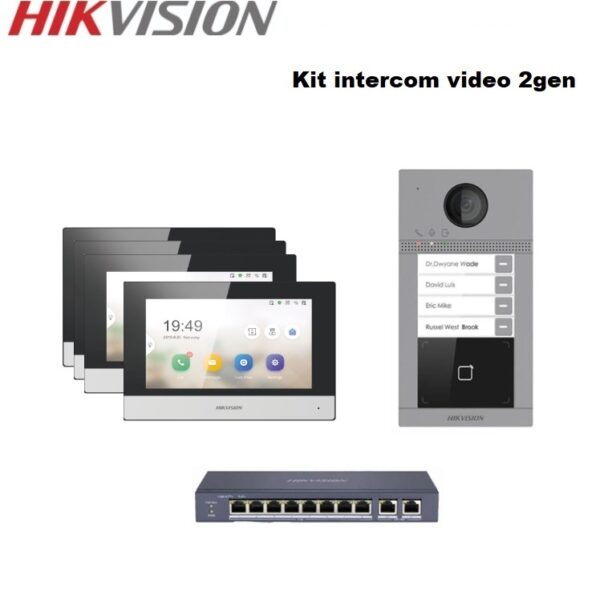 Hikvision Kit intercom video 4 knoppen/woningen - DS-KV8413-WME1 - PoE WiFi