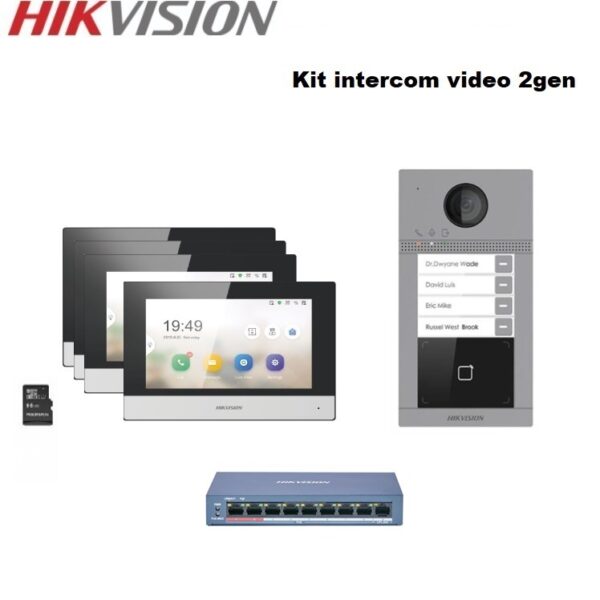 Hikvision kit interphone IP video 4 boutons/logements - DS-KV8413-WME1