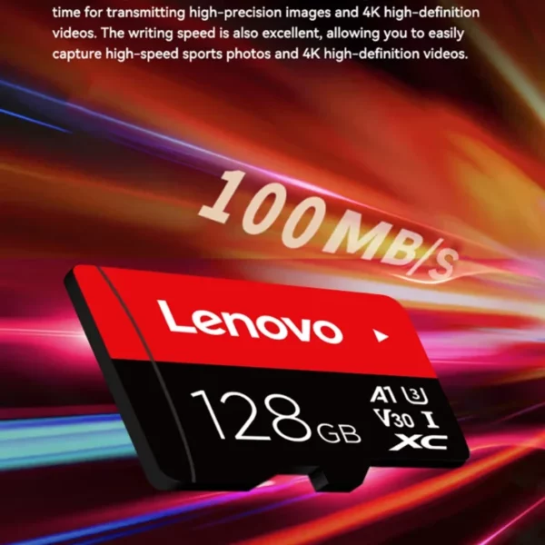 Lenovo Carte microSDXC Class A1 V30 U3, 100 Mb/s