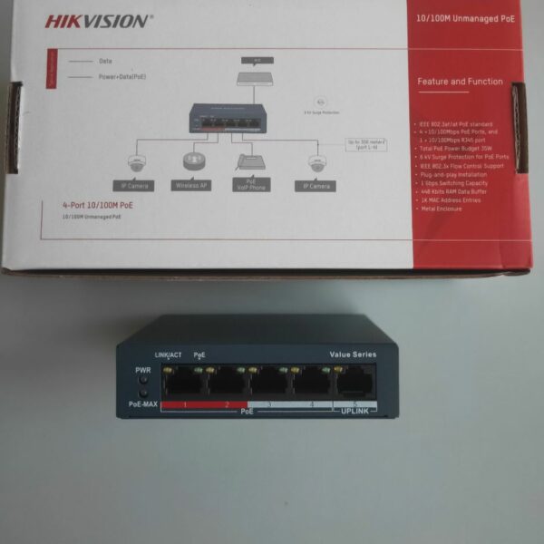 HIKVISION DS-3E0105P-E/M(B) Switch PoE 35W Fast Ethernet