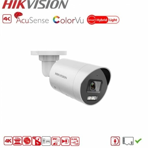 HIKVISION DS-2CD2087G2H-LIU(SL) Camera Bullet 8MP 4K UHD ColorVu AcuSense HybridLight