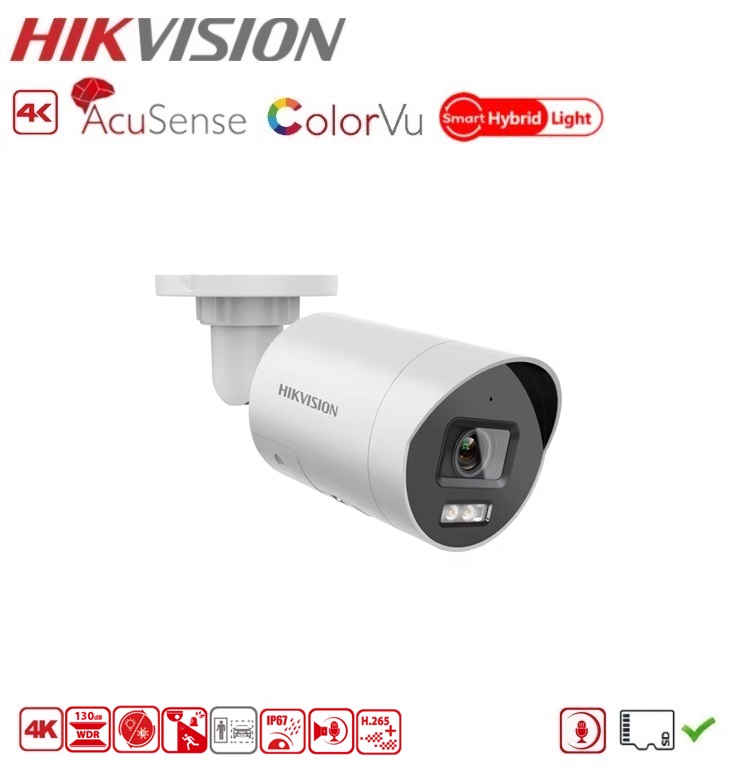 HIKVISION DS-2CD2087G2H-LIU(SL) Camera Bullet 8MP 4K UHD ColorVu AcuSense HybridLight