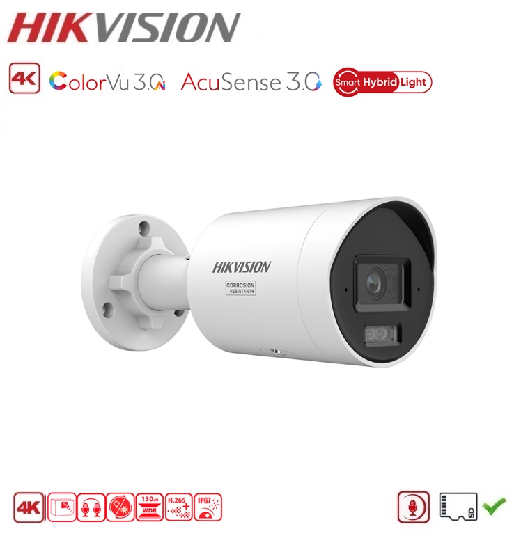 HIKVISION DS-2CD2087G3-LI2UY Camera Bullet 8MP 4K UHD ColorVu 3.0 AcuSense 3.0 HybridLight