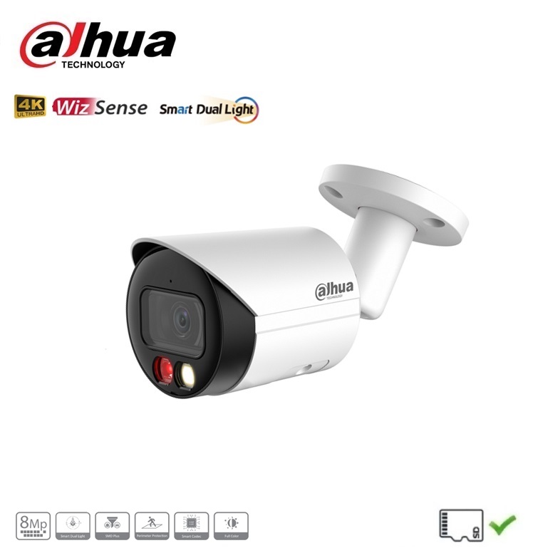 Dahua IPC-HFW2849S-S-IL Camera Bullet 8MP UHD 4K WizSense Smart dual light