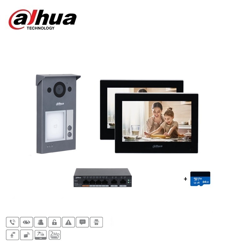 Dahua DHI-VTO3311Q-WP Complete intercomkit IP Video met twee schermen