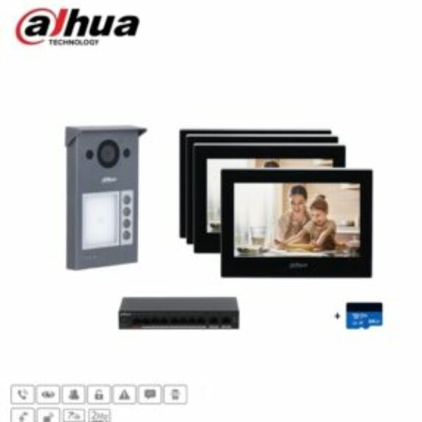 Dahua DHI-VTO3311Q-WP Complete IP Video intercomkit met 4 Drukknoppen
