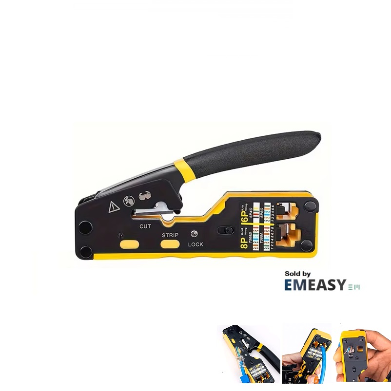 Outil à Sertir et Coupe Connecteur RJ45 RJ11 - Indicateur couleur et compatible passthrough