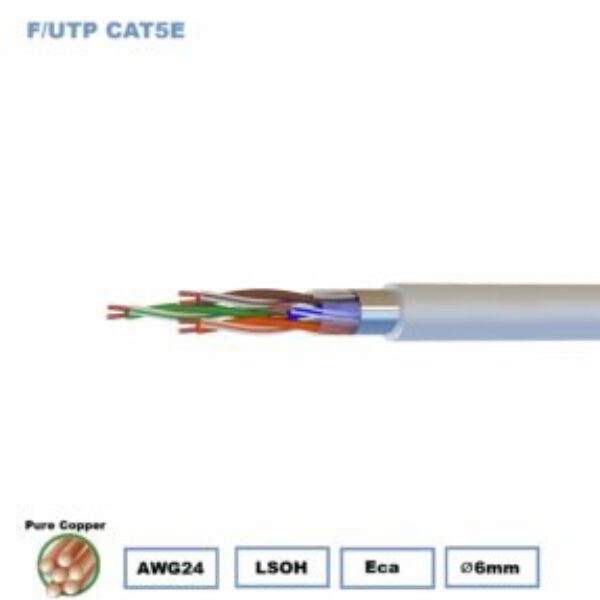 Ethernetkabel F/UTP Cat5e LSOH/LSZH AWG24 zuiver koper - Eca