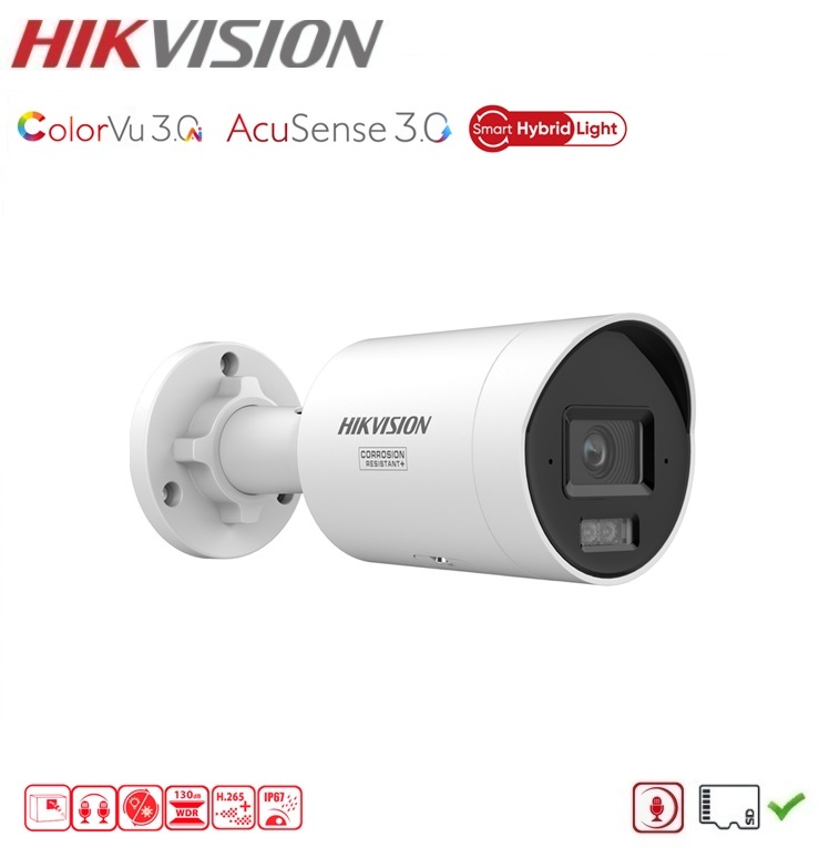 HIKVISION DS-2CD2047G3-LI2UY /SL /SRB Camera Bullet 4MP ColorVu 3.0 AcuSense 3.0 HybridLight