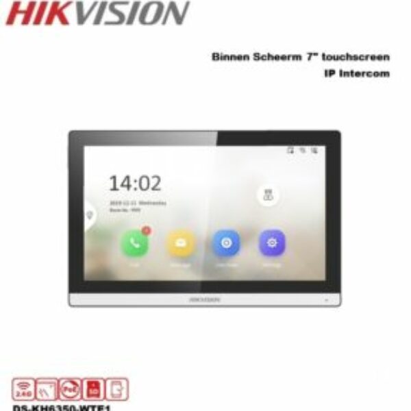 HIKVISION DS-KH6350-WTE1 Intercom touchscreen binnen scheerm 7″ PoE, WiFi