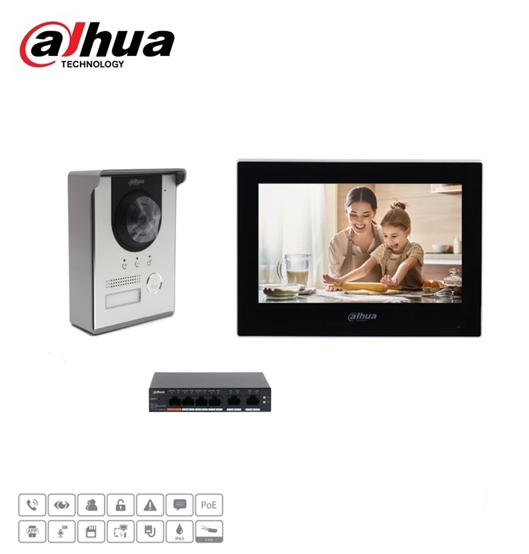 Dahua DHI-VTO2202F-P-S2 Kit Complet Interphone Video IP 1 Bouton d'appels