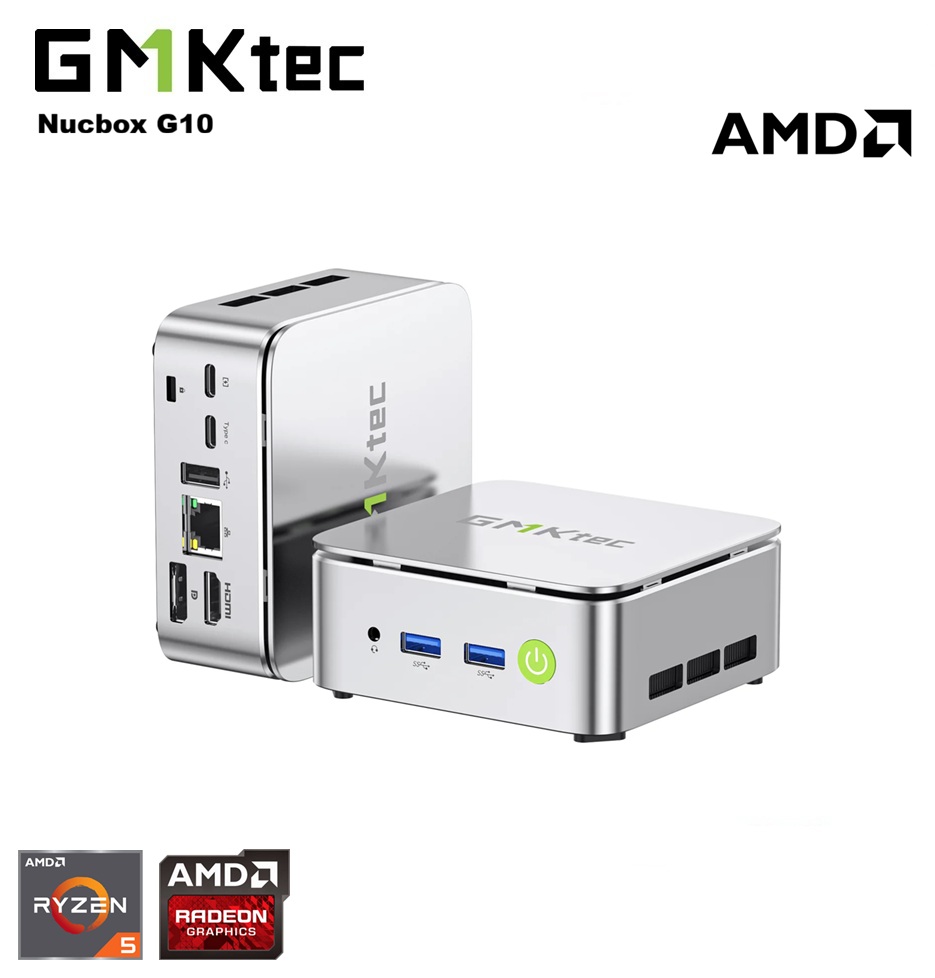 GMKtec NucBox G10, Mini PC, CPU AMD Ryzen 5 3500U, GPU Radeon Vega 8, 16Gb DDR4, 512Go/ 1TB M.2 NVMe, WiFi 5, BT5.0, Desktop-Pc