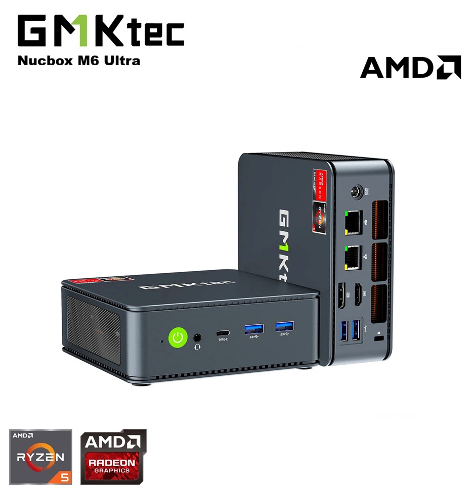 GMKtec Mini PC M6 Ultra - CPU AMD Ryzen5 7640HS - DDR5 16Gb , SSD 512GB/1TB, WiFi 6e, BT5.2 GPU - AMD Radeon 760M - PC de bureau/gaming