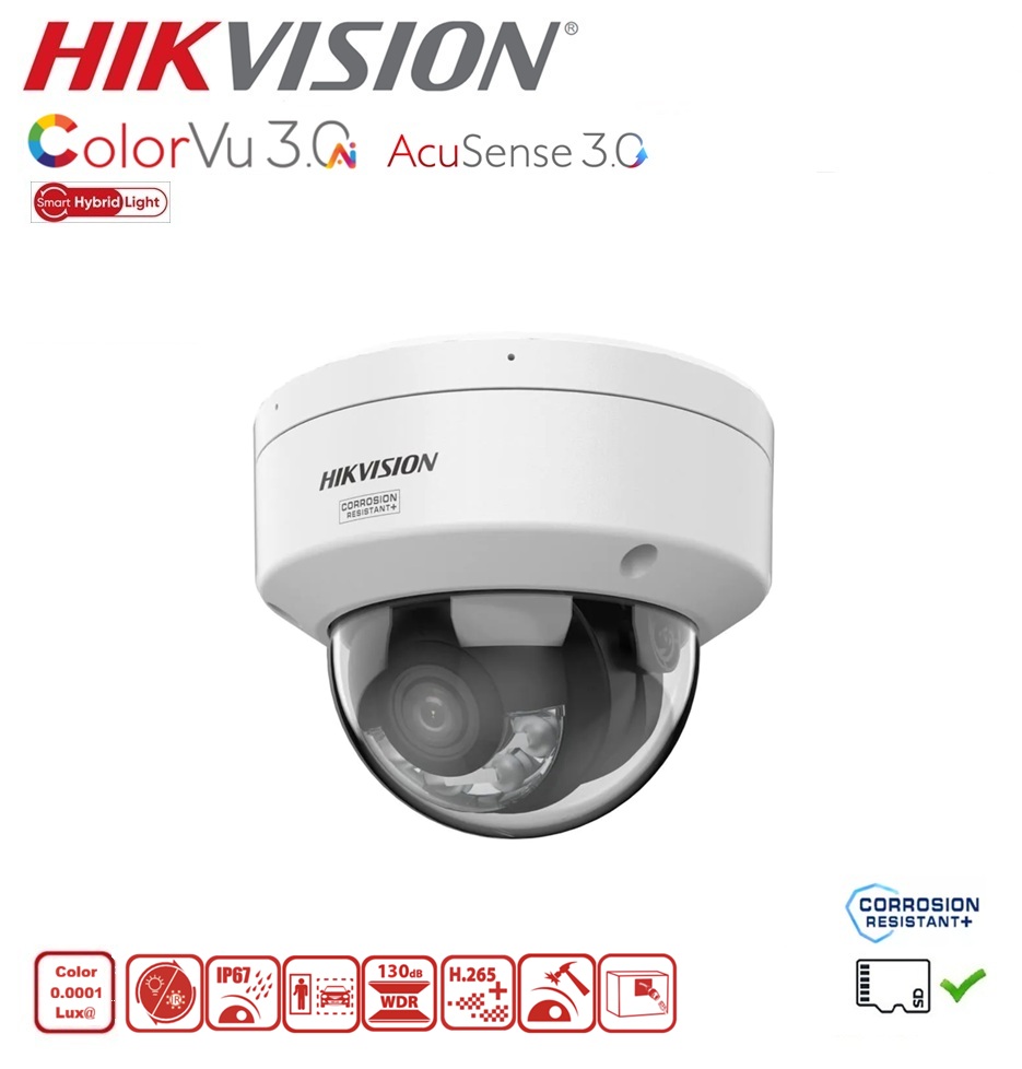HIKVISION DS-2CD2147G3-LIS2UY Camera Dome 4MP ColorVu 3.0 AcuSense 3.0 HybridLight