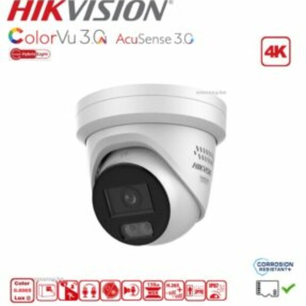 HIKVISION DS-2CD2387G3-LIS2UY/SL (RB) Turretcamera ColorVu 3.0 - AcuSense 3.0 - 8 MP 4K