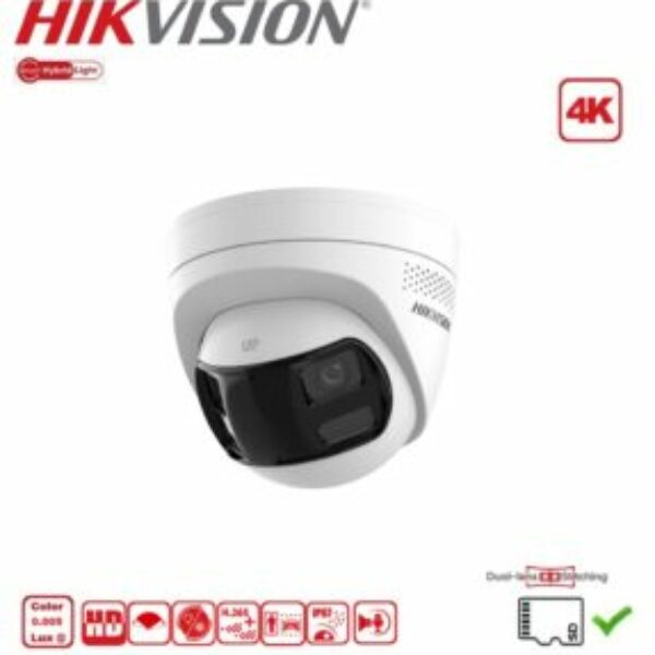 HIKVISION DS-2CD1383G2P-LIUF/SL Camera tourelle panoramique, 8MP 4K - 2,8mm