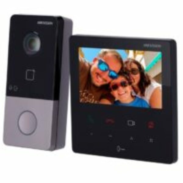 Hikvision DS-KIS606-P Kit Interphone IP vidéo, 1 bouton, écran 4.3” tactile avec 9 boutons direct.