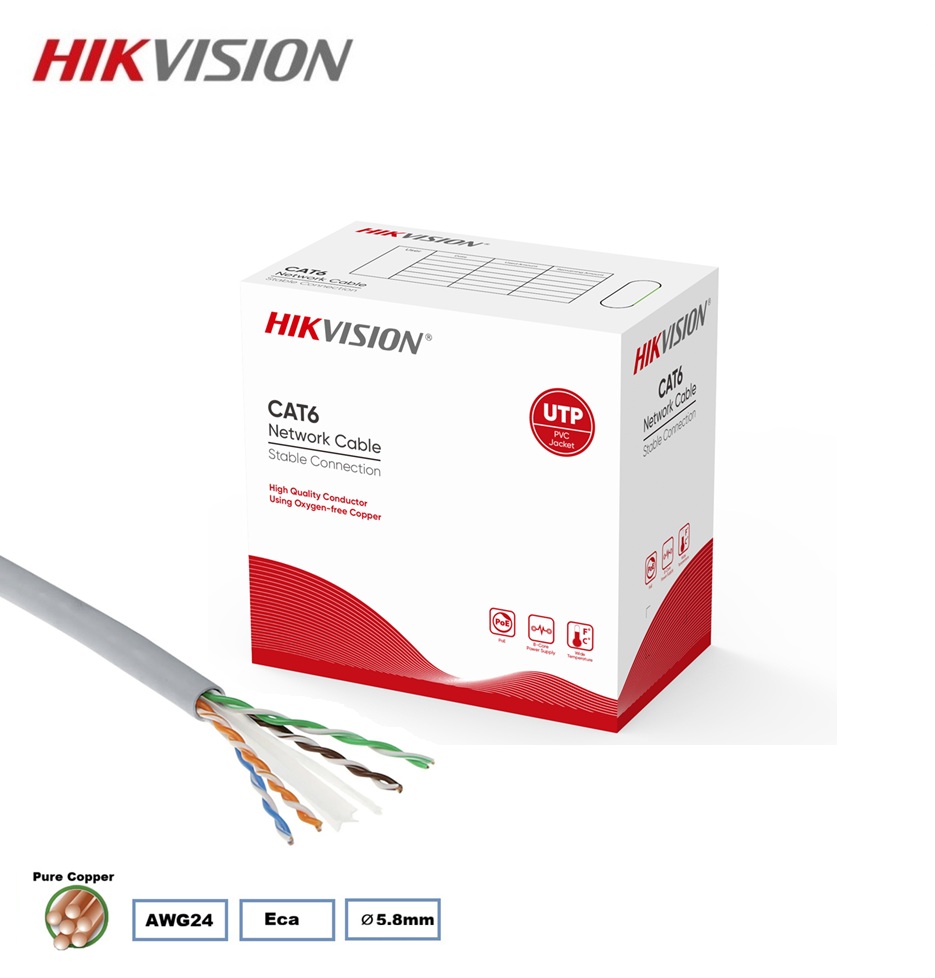 Hikvision Accessoires câble ethernet UTP Cat6 Cu AWG24 Eca - DS-1LN6-UE-W
