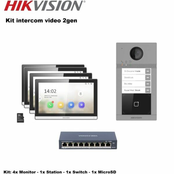 Hikvision kit interphone IP video 4 boutons/logements - DS-KV8413-WME1, DS-KH6350-WTE1