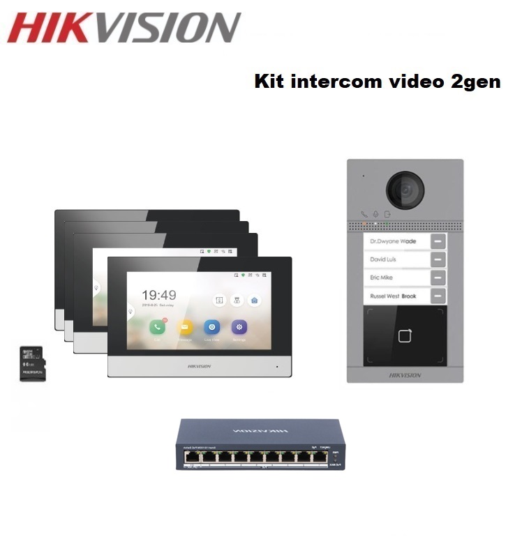 Hikvision kit interphone IP video 4 boutons/logements - DS-KV8413-WME1