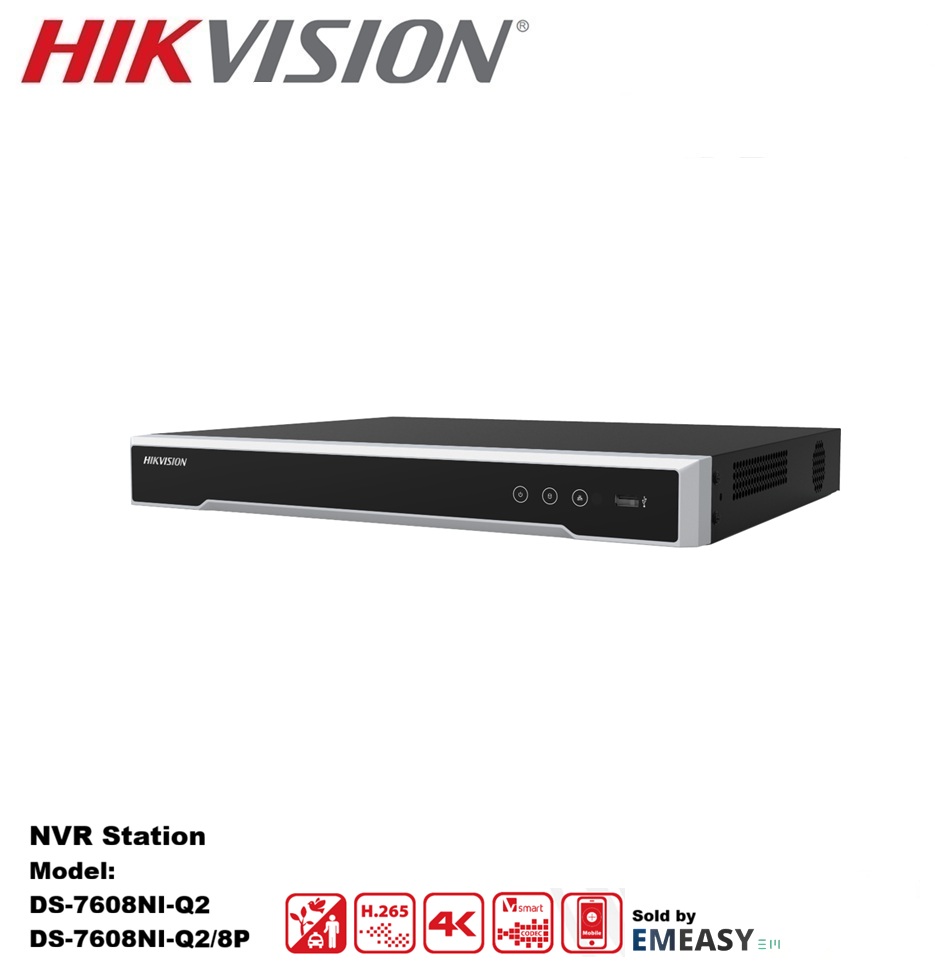 Hikvision Serie 76Q, DS-7608NI-Q2/8P & DS-7608NI-Q2 IP NVR recorder, H.265+, 4K