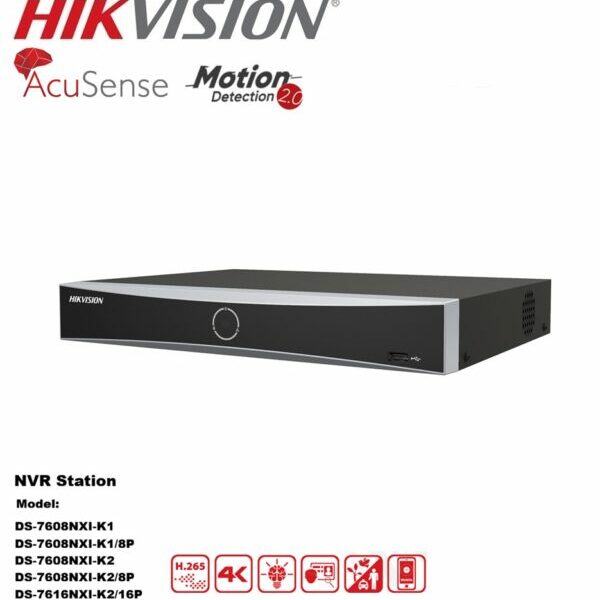 Hikvision Série 76K , Enregistreur NVR IP AcuSense, H.265+, 4K - DS-76xxNXI-K