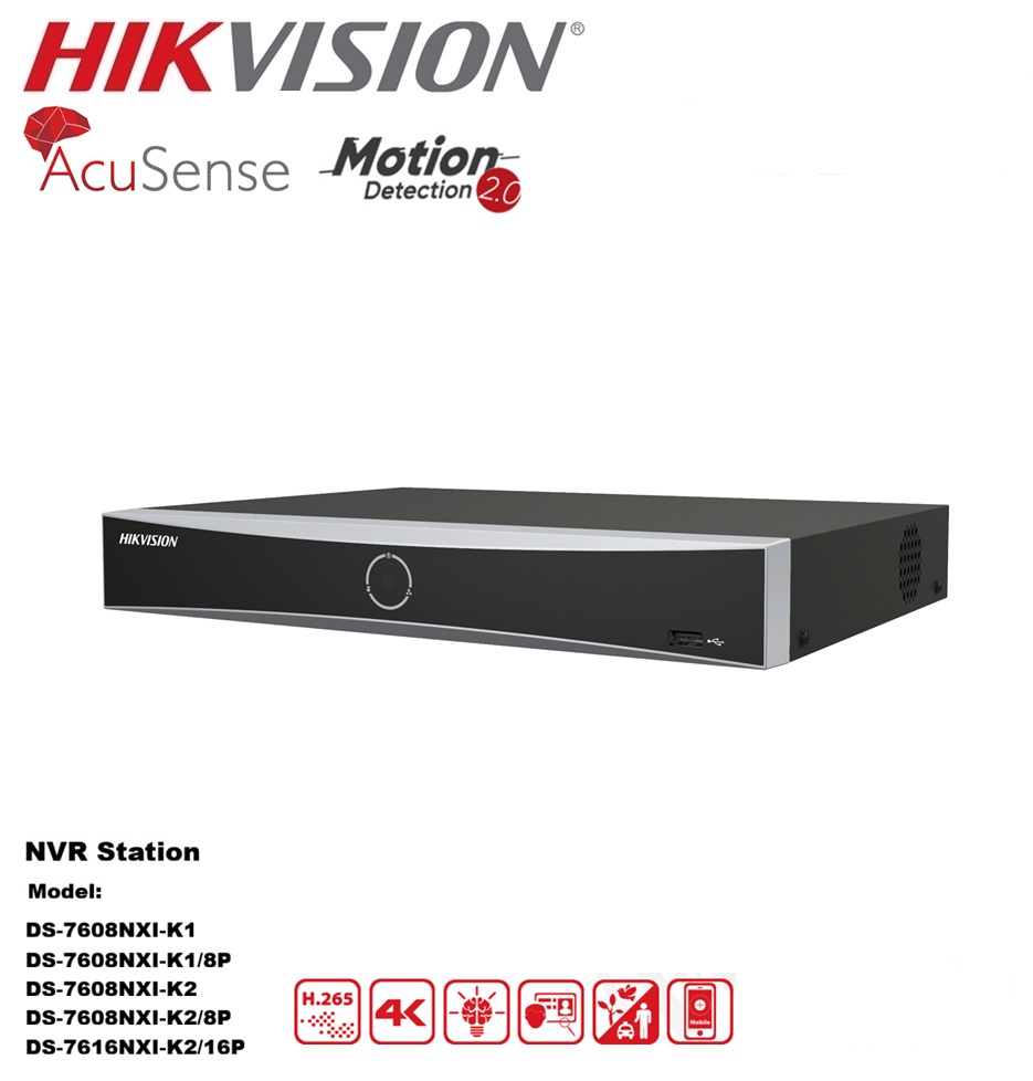 Hikvision Série 76K , Enregistreur NVR IP AcuSense, H.265+, 4K - DS-76xxNXI-K