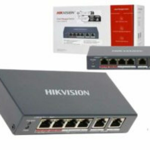 Hikvision DS-3E1106HP-EI Switch PoE, Fast Ethernet, manageable, 60W, 4/2 Port