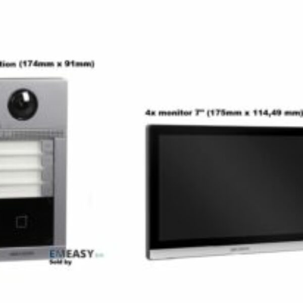 Hikvision kit interphone IP video 4 boutons/logements - DS-KV8413-WME1, DS-KH6350-WTE1